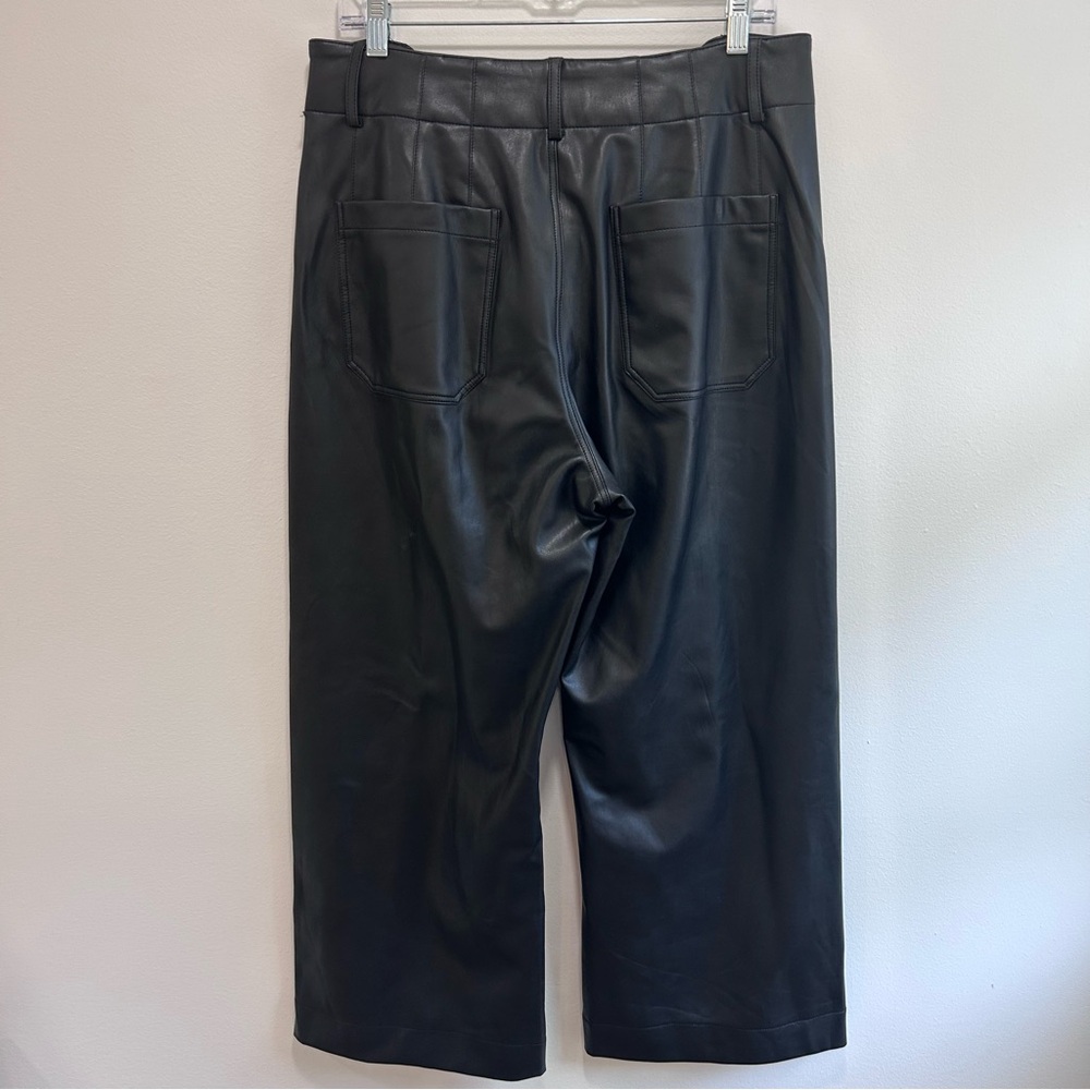 Maeve Anthropologie The Colette Cropped Wide-Leg Faux Leather Pants 31 Black - Picture 5 of 8